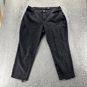 Old Navy Jeans Womens 18 Black Cotton Denim Curvy High-Rise Straight Button Fly